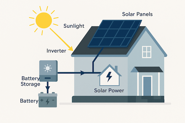 How do solar panels work on a house?